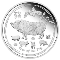 Australian Lunar Silver Coin Series II 2019 Year of the Pig - 2oz Silver Bullion Coin