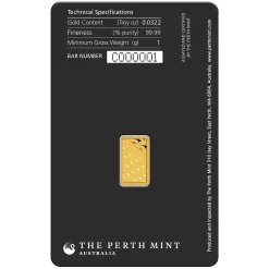 Alternative view of 1g Perth Mint Gold Minted Bar – Kangaroo