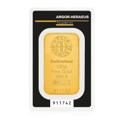 Alternative view of 100g Minted Gold Bar – Argor-Heraeus Kinebar 999.9